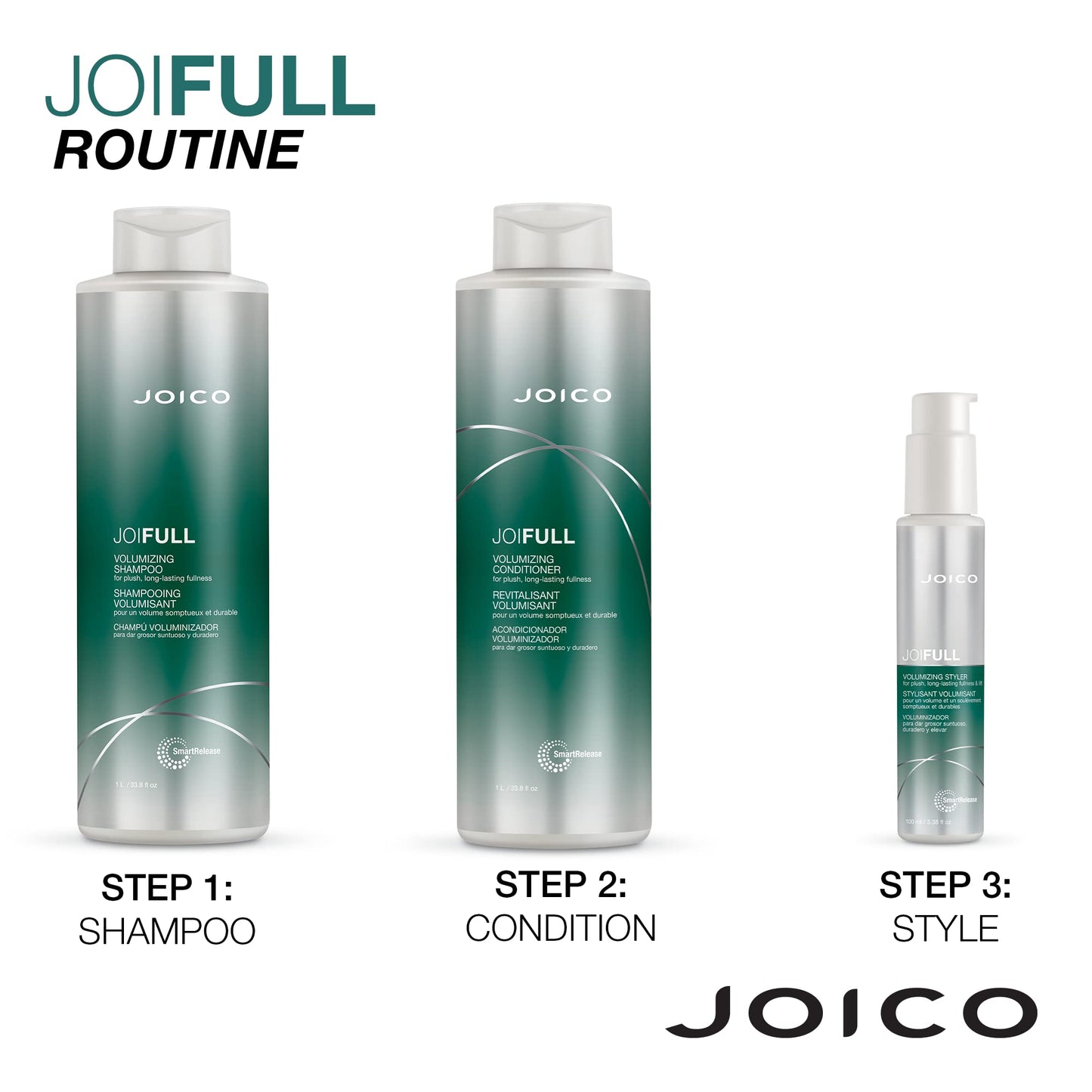 White Smoke Joico JoiFULL Volumizing Shampoo & Conditioner Set | Plush & Long-Lasting Fullness | Boost Shine | For Fine / Thin Hair