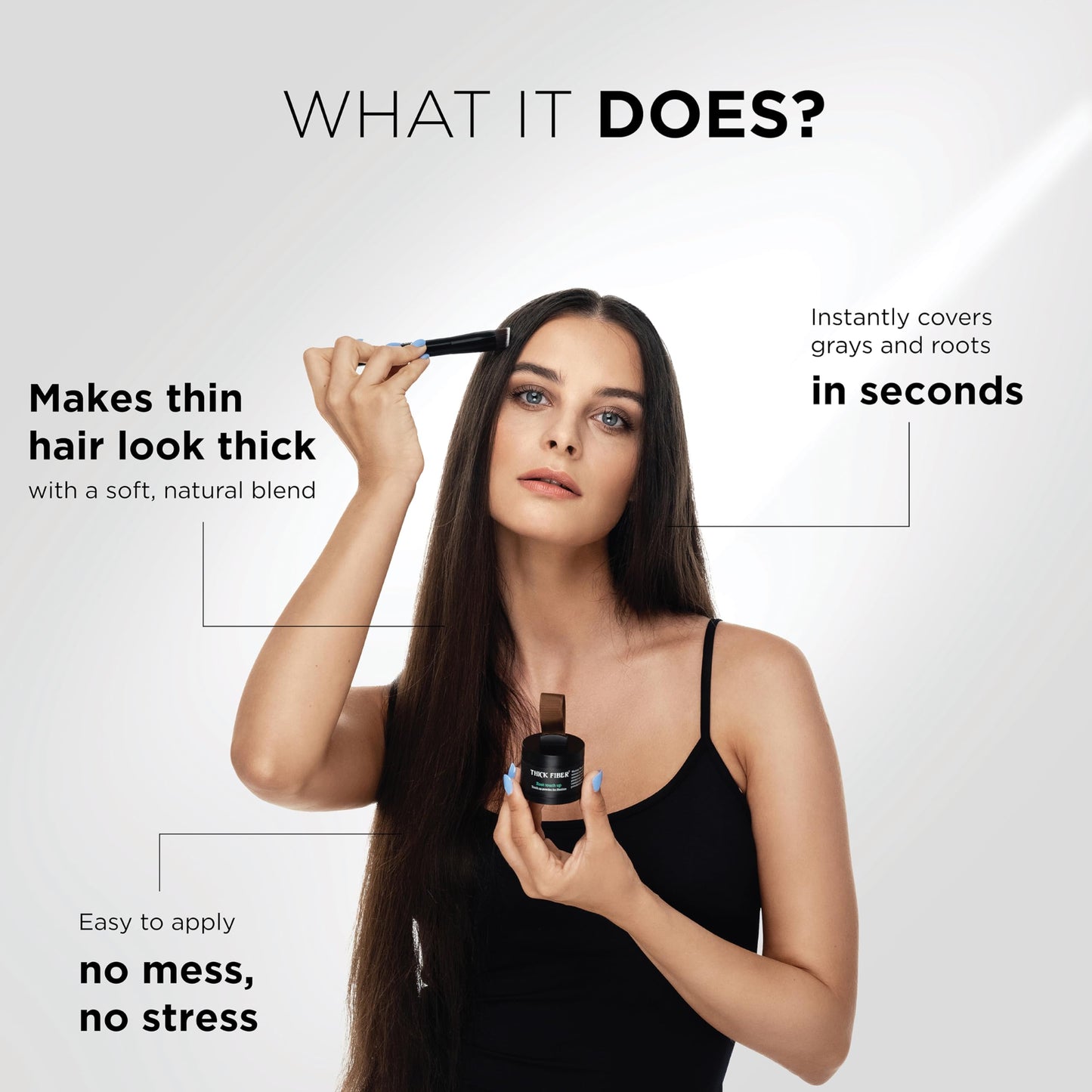 Lavender THICK FIBER Root Touch Up Powder - Water & Sweat Resistant Hair Loss Concealer Set for Thinning Hair Women, Includes Brush (Black)