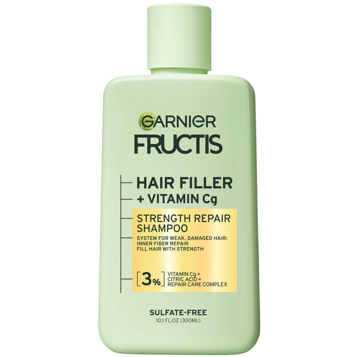 White Smoke Garnier Fructis Hair Filler Strength Repair Shampoo with Vitamin Cg, Sulfate Free Shampoo for Weak, Damaged Hair, 10.1 Fl Oz, 1 Count