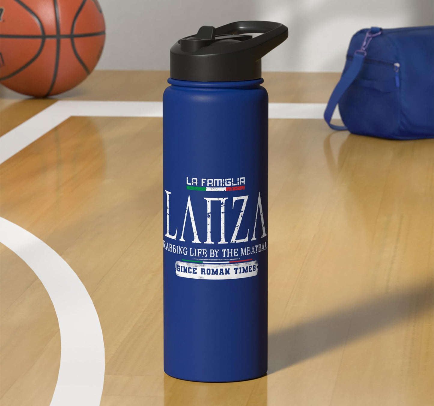 Dark Khaki Italia La Famiglia Lanza Grabbing Life By The Meatballs Stainless Steel Insulated Water Bottle