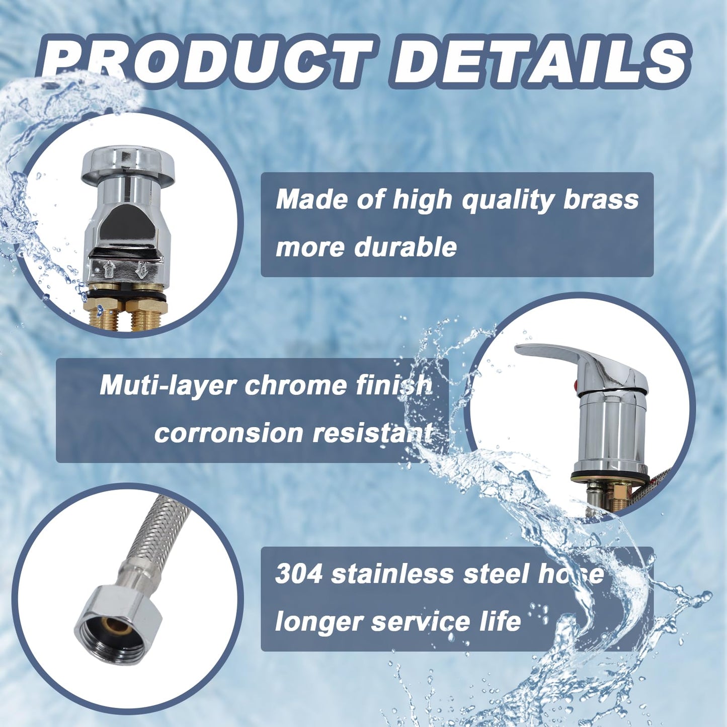 White Smoke Shampoo Bowl Faucet, Vacuum Breaker Outside Faucet Kit & Shampoo Hose for Sink with Sprayer, Hair Salon Sink Sprayer Hose Replacement Set