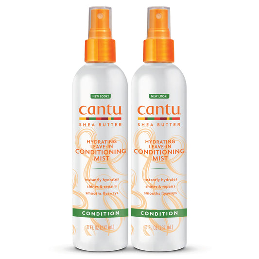 White Smoke Cantu Leave-In Conditioning Mist with Pure Shea Butter, 8 fl oz (Pack of 2)