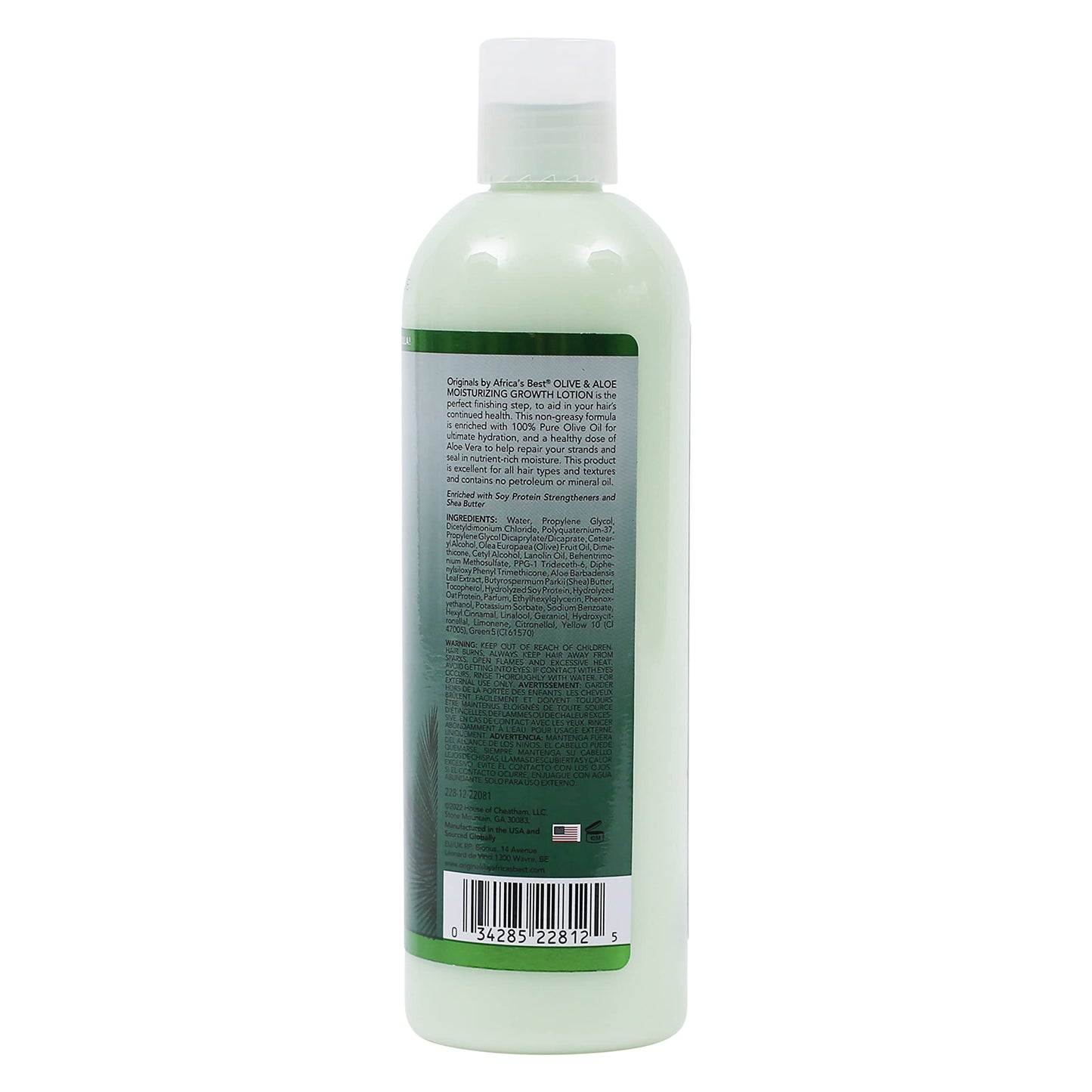 Light Gray Originals by Africa's Best Olive & Aloe Moisturizing Growth Lotion, Ultimate Hydration Finishing Step, For All Hair Types and Textures, Petroleum & Mineral Oil Free, 12 oz