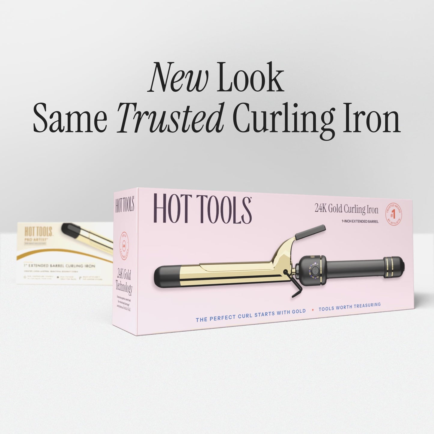 Light Gray HOT Tools 24K Gold Professional 1 1/2" Extended Barrel Curling Iron with Clamp for Bouncy Curls, Faster Styling, Less Damage & Long-Lasting Results