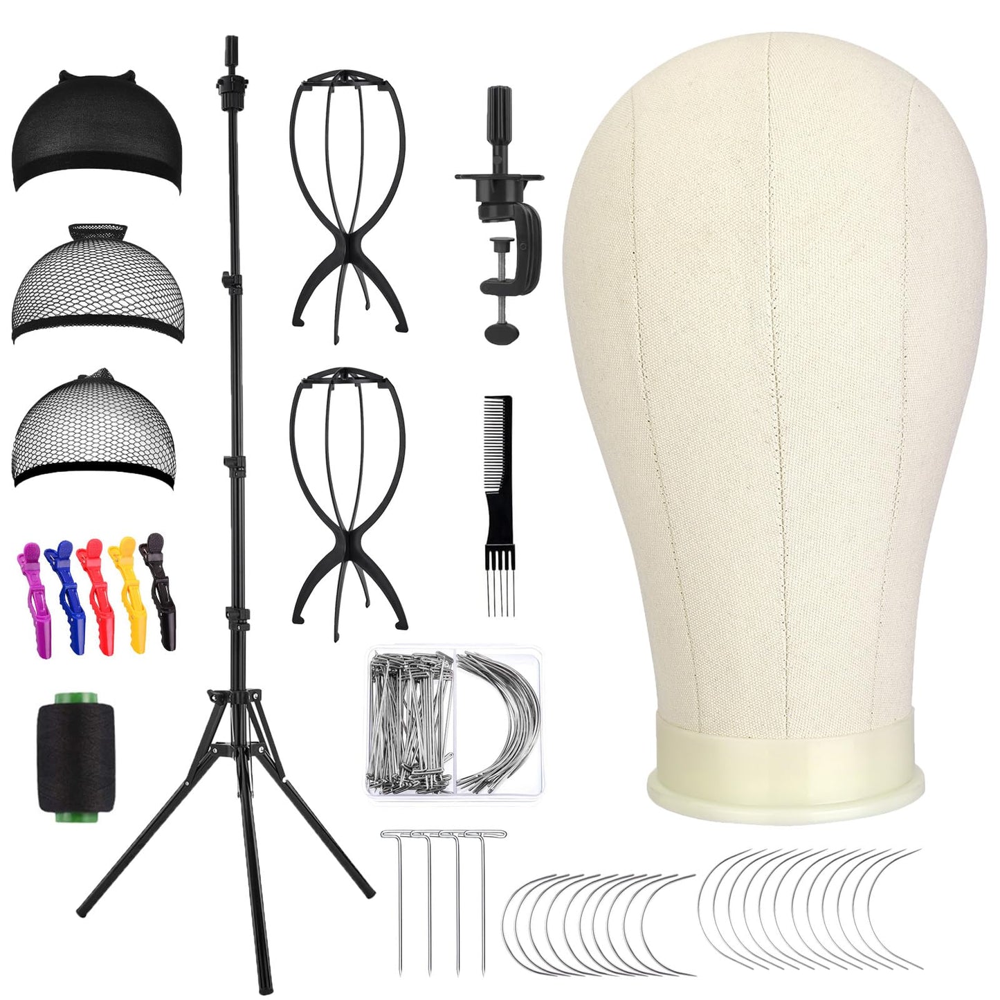White Smoke Ginogend Mannequin Head with Wig Stand - Adjustable Height Wig Head Stand with Head for Wigs - Manikin Head Set for Cosmetology