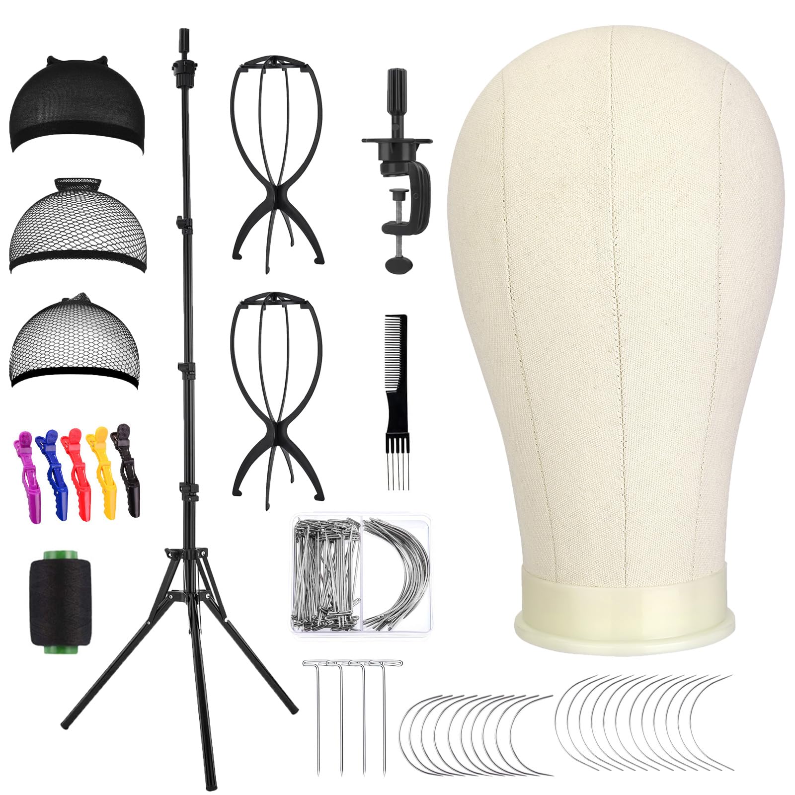 White Smoke Ginogend Mannequin Head with Wig Stand - Adjustable Height Wig Head Stand with Head for Wigs - Manikin Head Set for Cosmetology