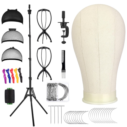 White Smoke Ginogend Mannequin Head with Wig Stand - Adjustable Height Wig Head Stand with Head for Wigs - Manikin Head Set for Cosmetology