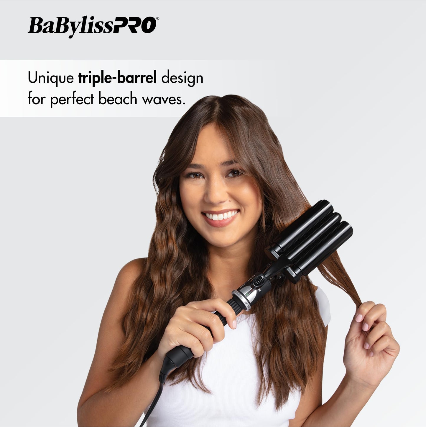 Lavender BabylissPRO Porcelain Ceramic Triple Barrel Waver, Black