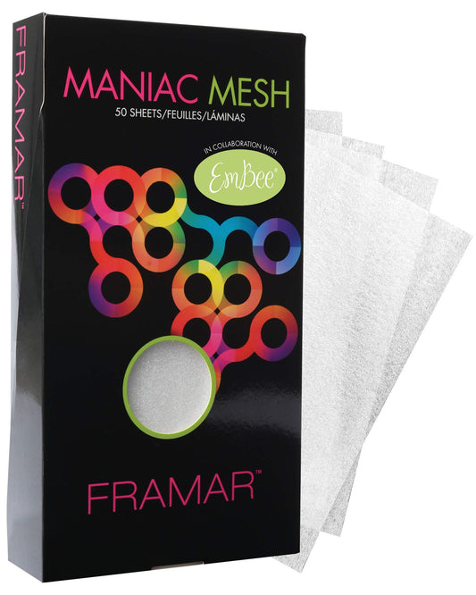 White Smoke FRAMAR Maniac Mesh Sheets - Mesh Strips for Hair Dye, Hair Color, Hair Bleach - 50 Pack (Reusable)