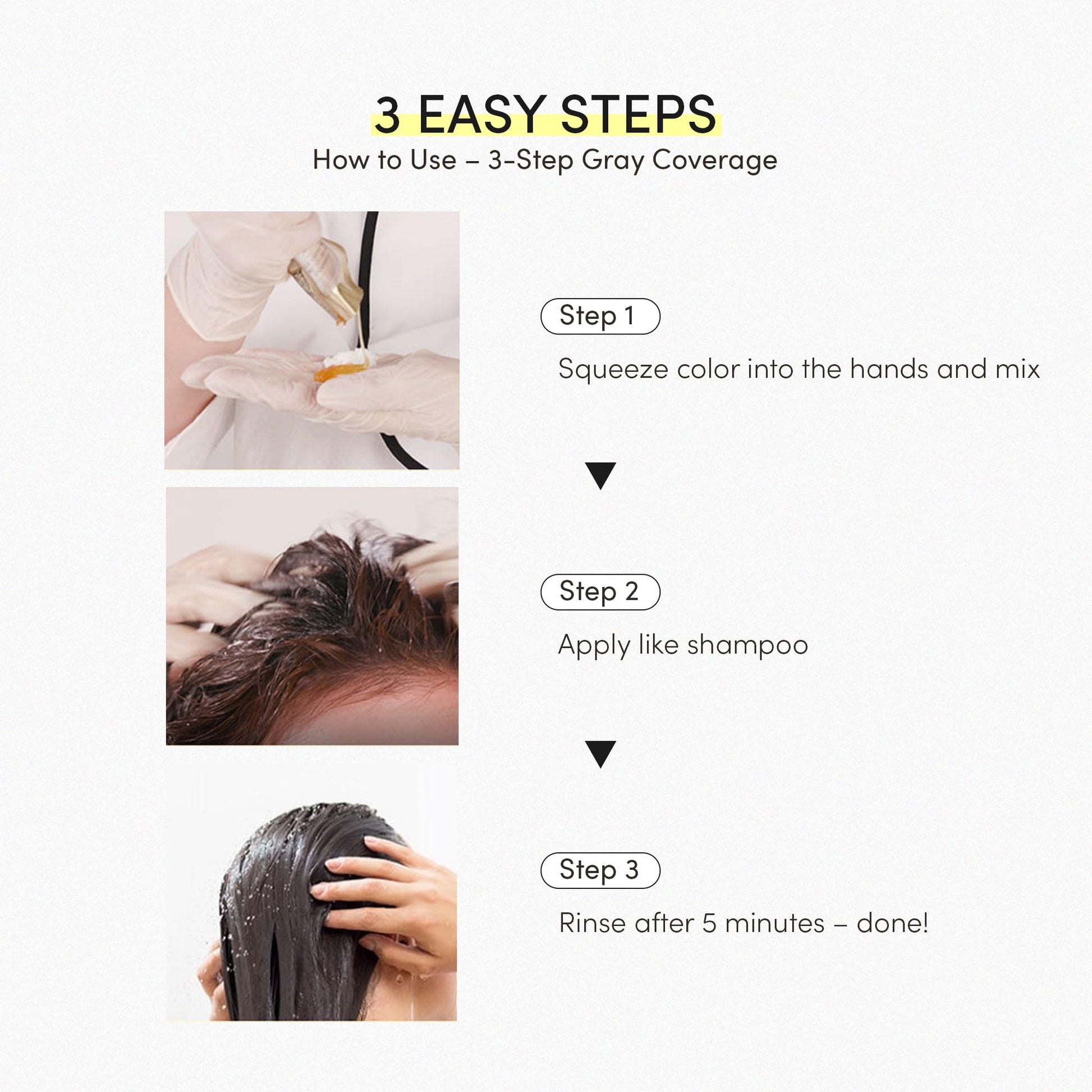 White Smoke HAARAZ Instant Hair Dye Shampoo Ampoule, Permanent Hair Color Dye - Paraben-Free, 5-Minute Easy and Fast Coloring, Keratin & Collagen, Made in Korea (Dark Brown)