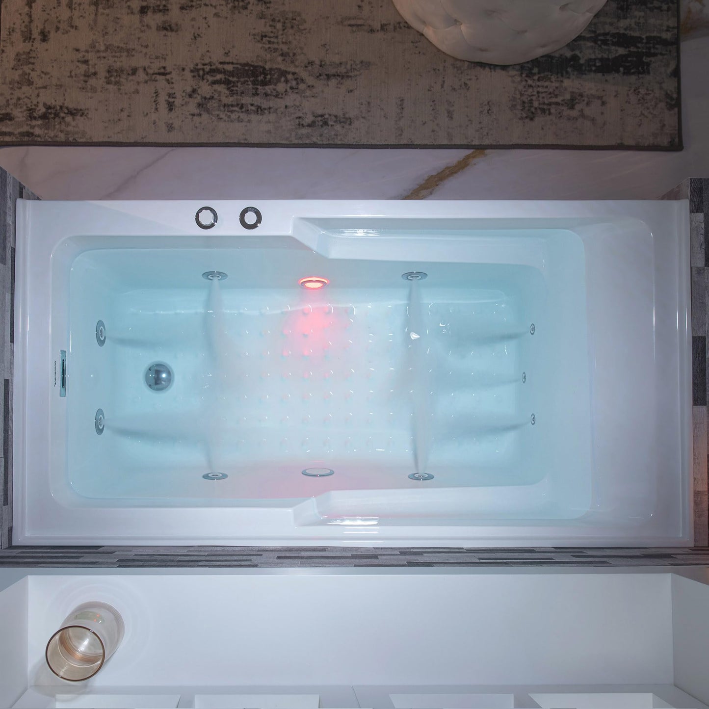 Dark Gray WOODBRIDGE 60" Alcove Acrylic Rectangular Whirlpool Heated Jetted Tub in White with Right Drain, Chrome pop-up Drain Included BS6030R