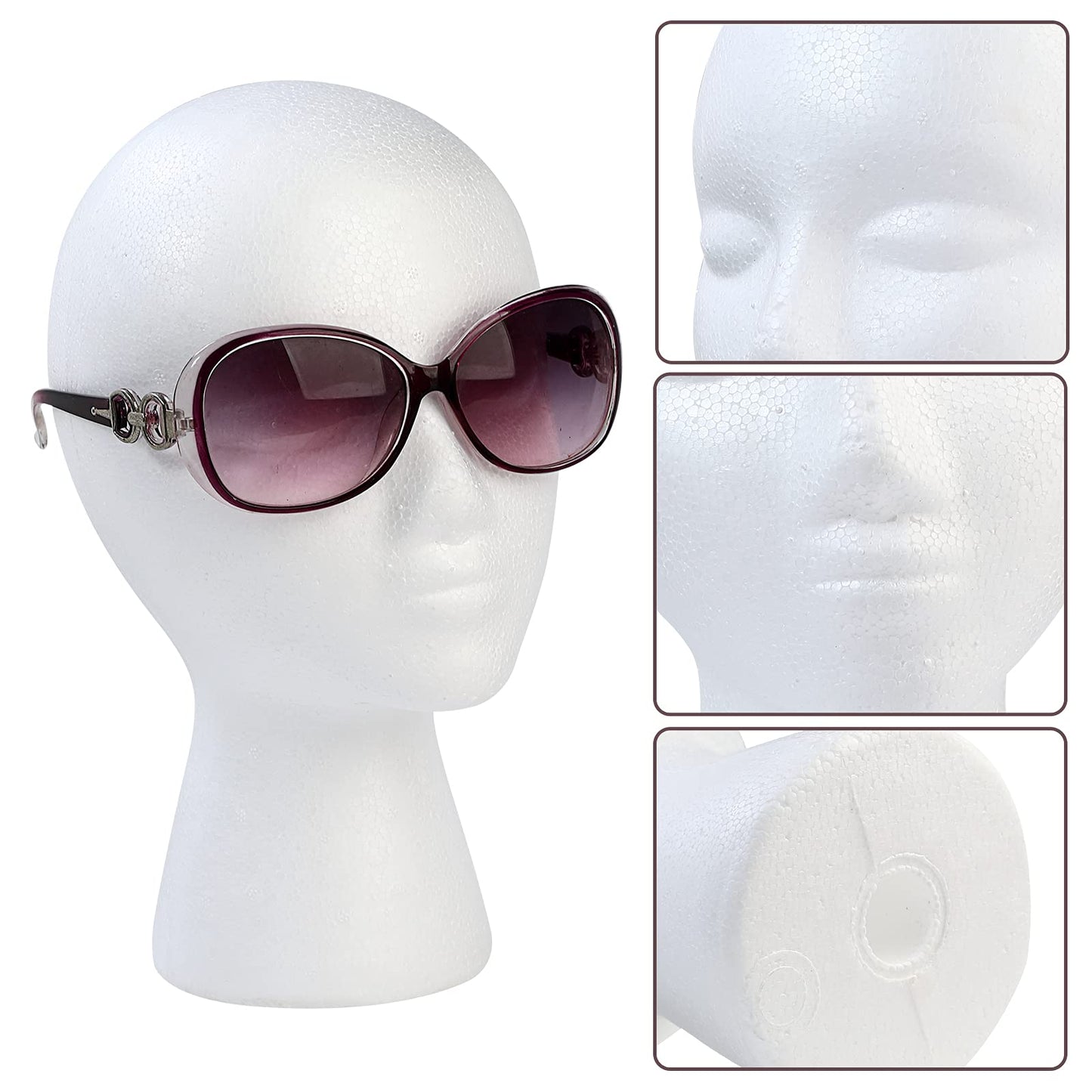 White Smoke BALABALA 3 Pack Foam Wig Head Stand, Female Styrofoam Mannequin Head with Long Neck for Wig Display, Hat Holder, Salon & Travel, White Foam Head Model