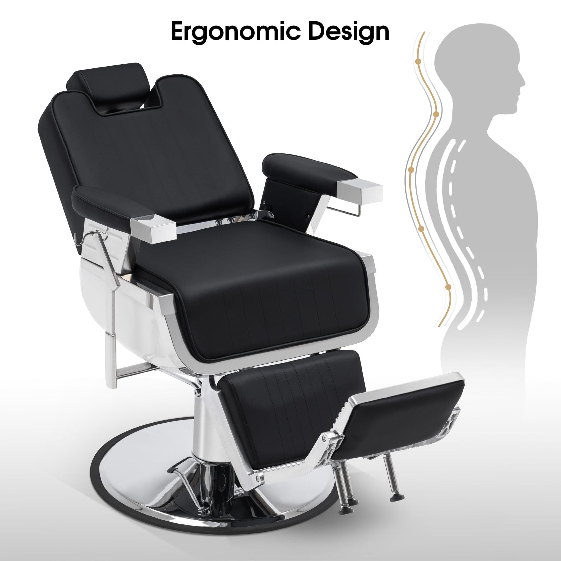 White Smoke BarberPub Heavy Duty Vintage Barber Chair, Hydraulic Reclining Salon Chairs, Shampoo Beauty Spa Styling Equipment 3819 (Black&White)