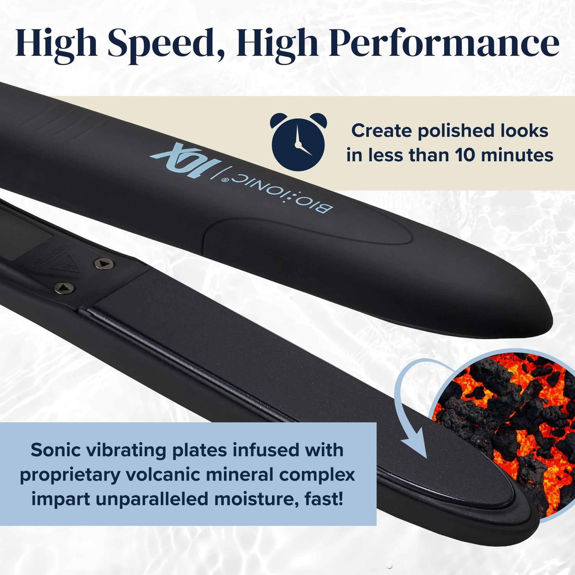 White Smoke Bio Ionic 10X Styling Iron, 1" Hair Straightener with Moisturizing Heat Technology, Flat Iron for 10-Minute Styling, Hair Straightener and Curler