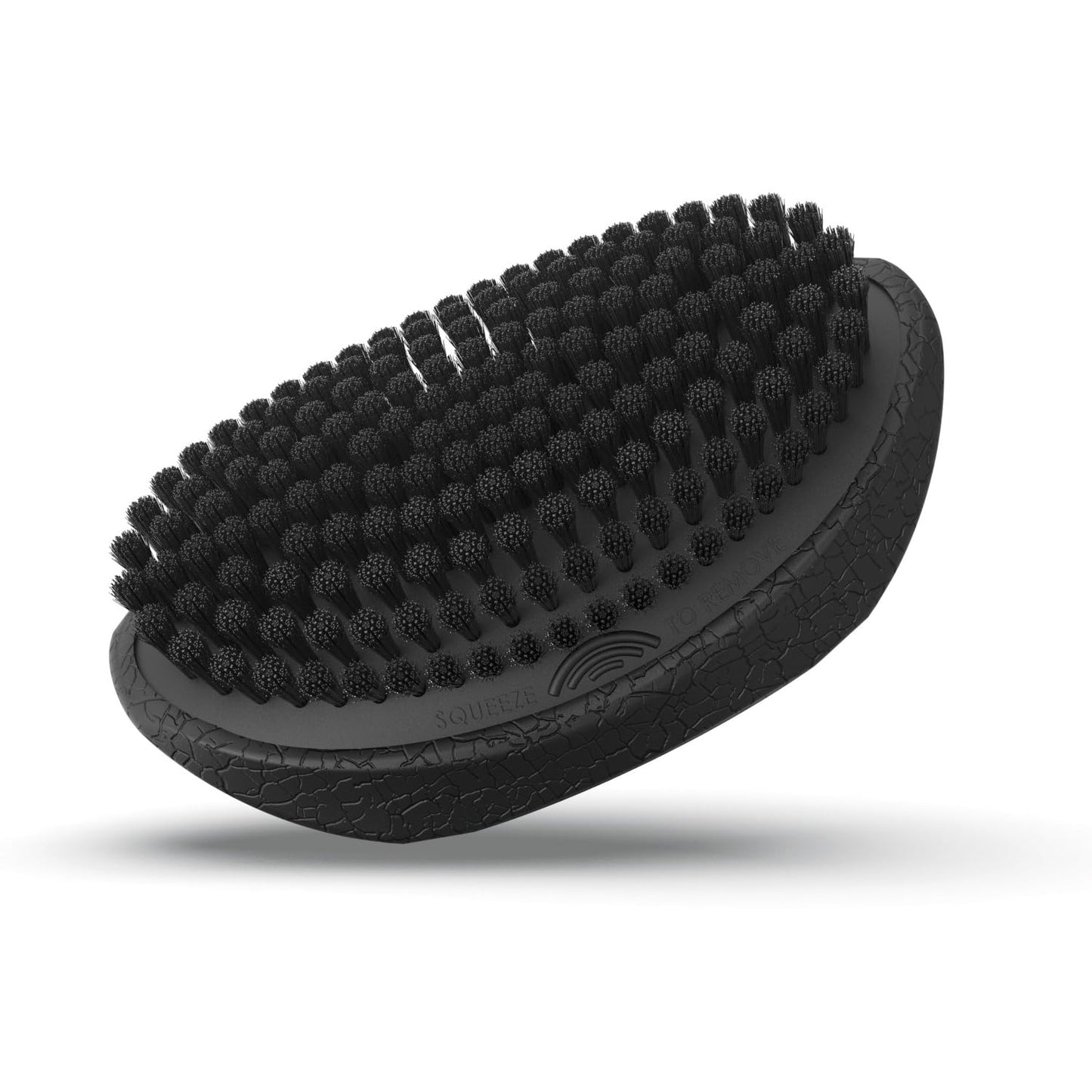Dark Slate Gray Olivia Garden Barber Palm Wave Brush, Black Cushion with Vegan Boar Bristles, Recycled ABS in Black Crackle Soft-Touch Finish