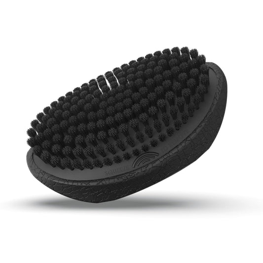 Dark Slate Gray Olivia Garden Barber Palm Wave Brush, Black Cushion with Vegan Boar Bristles, Recycled ABS in Black Crackle Soft-Touch Finish