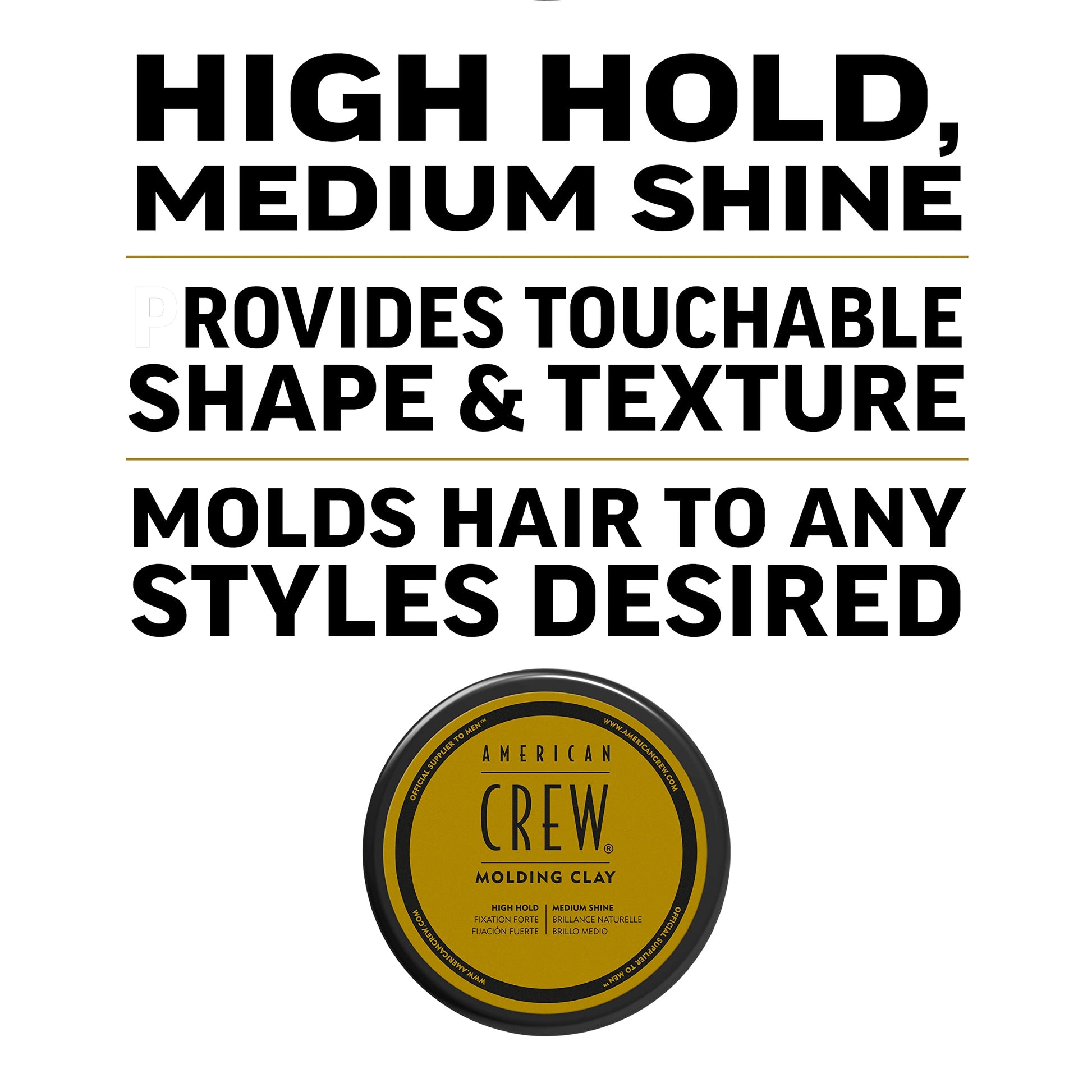 White Smoke American Crew Men's Hair Molding Clay (OLD VERSION), Like Hair Gel with High Hold with Medium Shine, 3 Oz (Pack of 1)