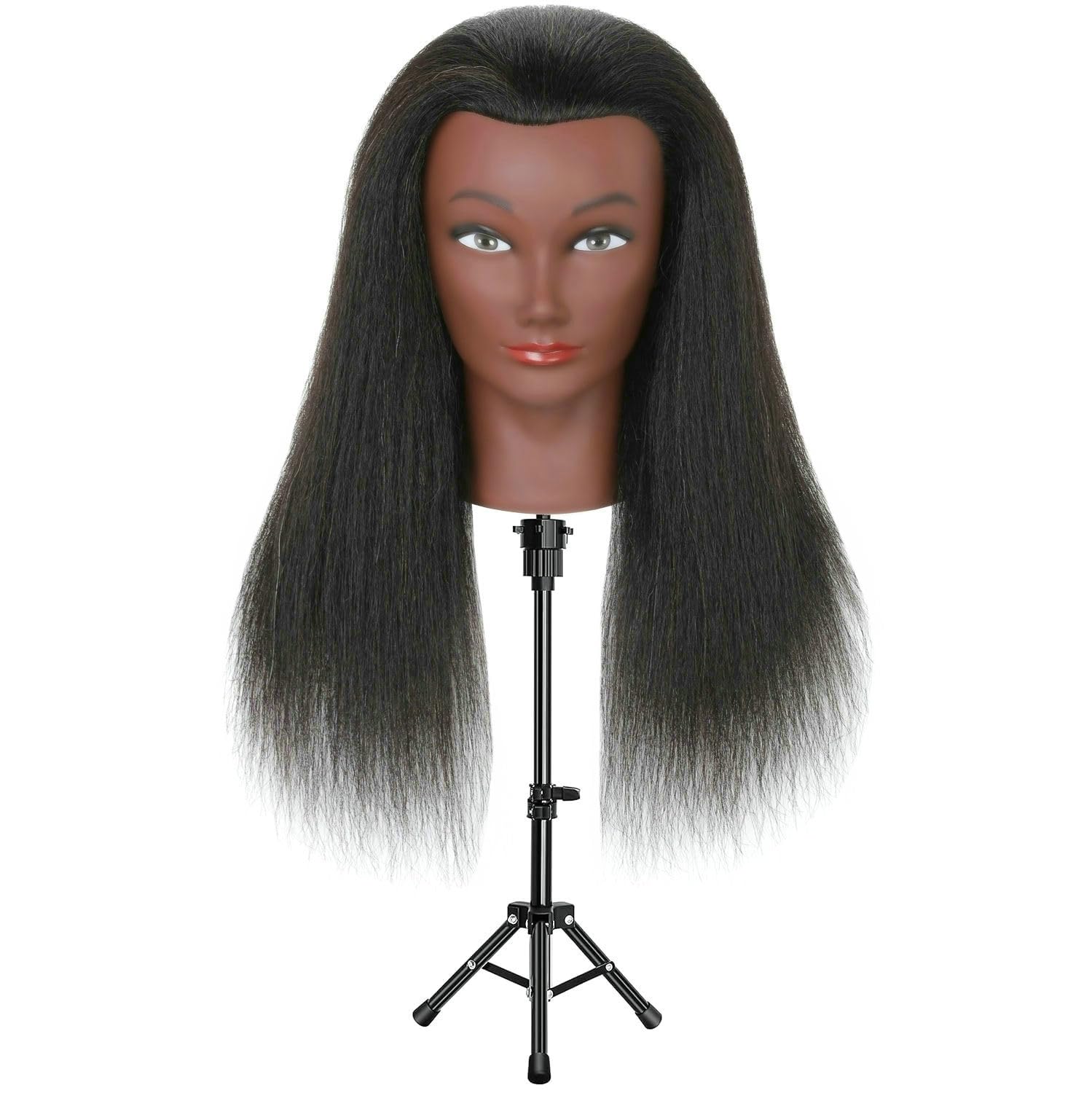 White Smoke LECIPO Mannequin Head with 100% Real Human Hair for African American Practice Manikin Doll Style Head Braiding Styling Cosmetology Barber Training with Stand