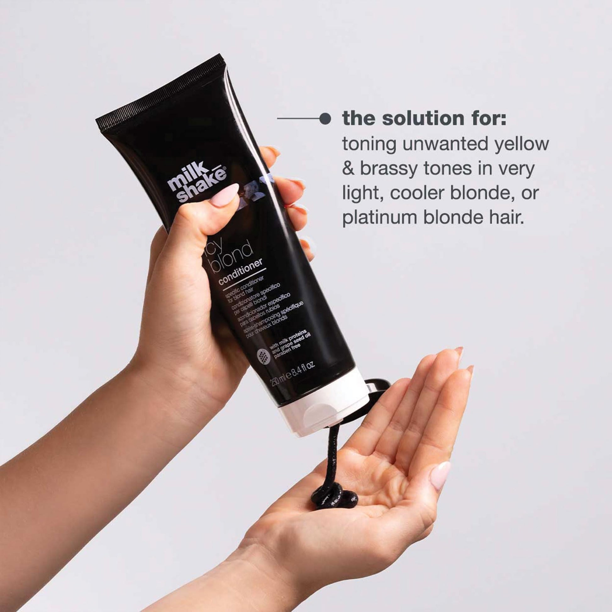 Lavender milk_shake icy blond conditioner | award winning toning conditioner with black pigment to neutralize yellow and brass in platinum blonde hair | hydrates and brightens cool tones 8.4 fl oz
