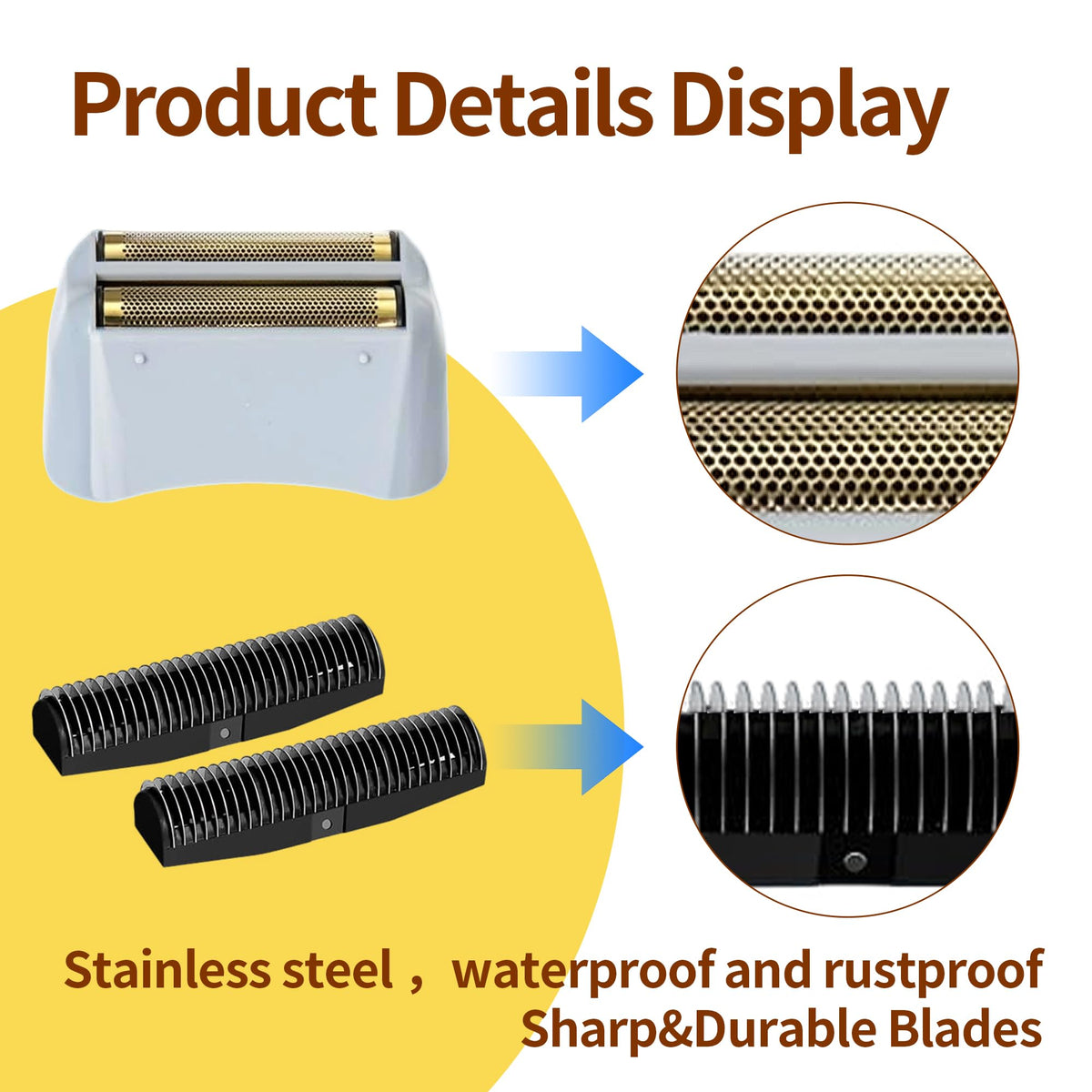 White Smoke 1 Pack Foil Shaver Replacement Foil Fits for Andis Foil Shaver TS1 (17150, 17235, 17220) and TS2 (17200), Gold