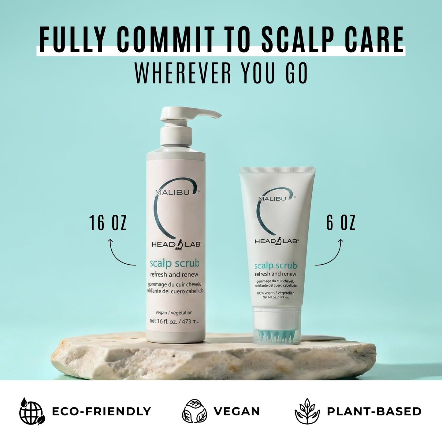 Light Blue Malibu C Head Lab Scalp Scrub - Gentle Scalp Exfoliator Enriched with Activated Charcoal. Jojoba Esters for Improved Scalp Health - Clean, Vegan Hair Care (6 oz)