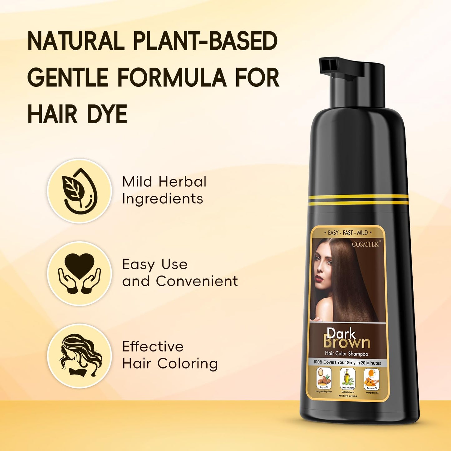 Seashell BOJICA Hair Dye Shampoo 3 in 1 for Gray Hair, Dark Brown Hair Color shampoo for Women, Natural Shampoo Hair Dye-100% Grey Hair Coverage/Herbal Ingredients - 150ml (5.07 oz)
