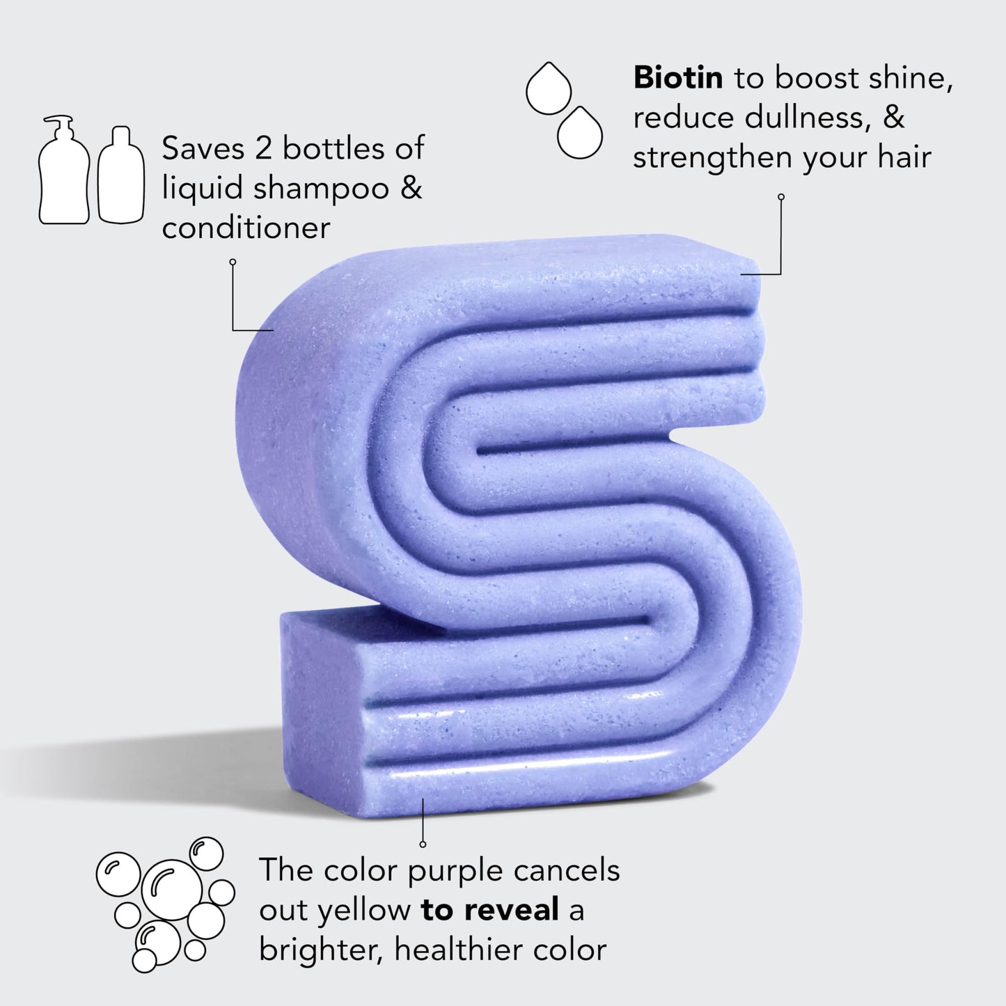 Lavender Kitsch Toning Purple Shampoo Bar For Blondes & Color Treated Hair - Shampoo For Women and Men - Biotin Shampoo for Strengthening & Neutralizing Brassy Tones - Vegan, Silicone & Sulfate Free - 3.2 oz