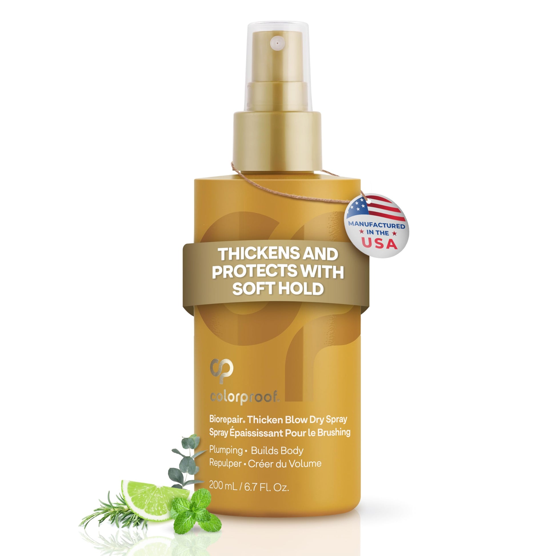 White Smoke Colorproof Biorepair Thicken Blow Dry Spray 6.7 Fl. Oz. Volumizing Hair Prep Spray for Fine, Thinning Hair w/Fresh Lime, Eucalyptus, Mint Leaf & Rosemary Scent, Color & Heat Protection