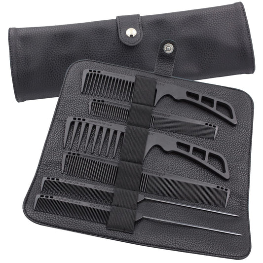 White Smoke Olivia Garden CarbonLite Carbon Combs for Women and Men - Professional Hairdresser and Barber Accessories - Heat Resistant Up to 460 Degrees, 6pc Kit - CL1 to CL