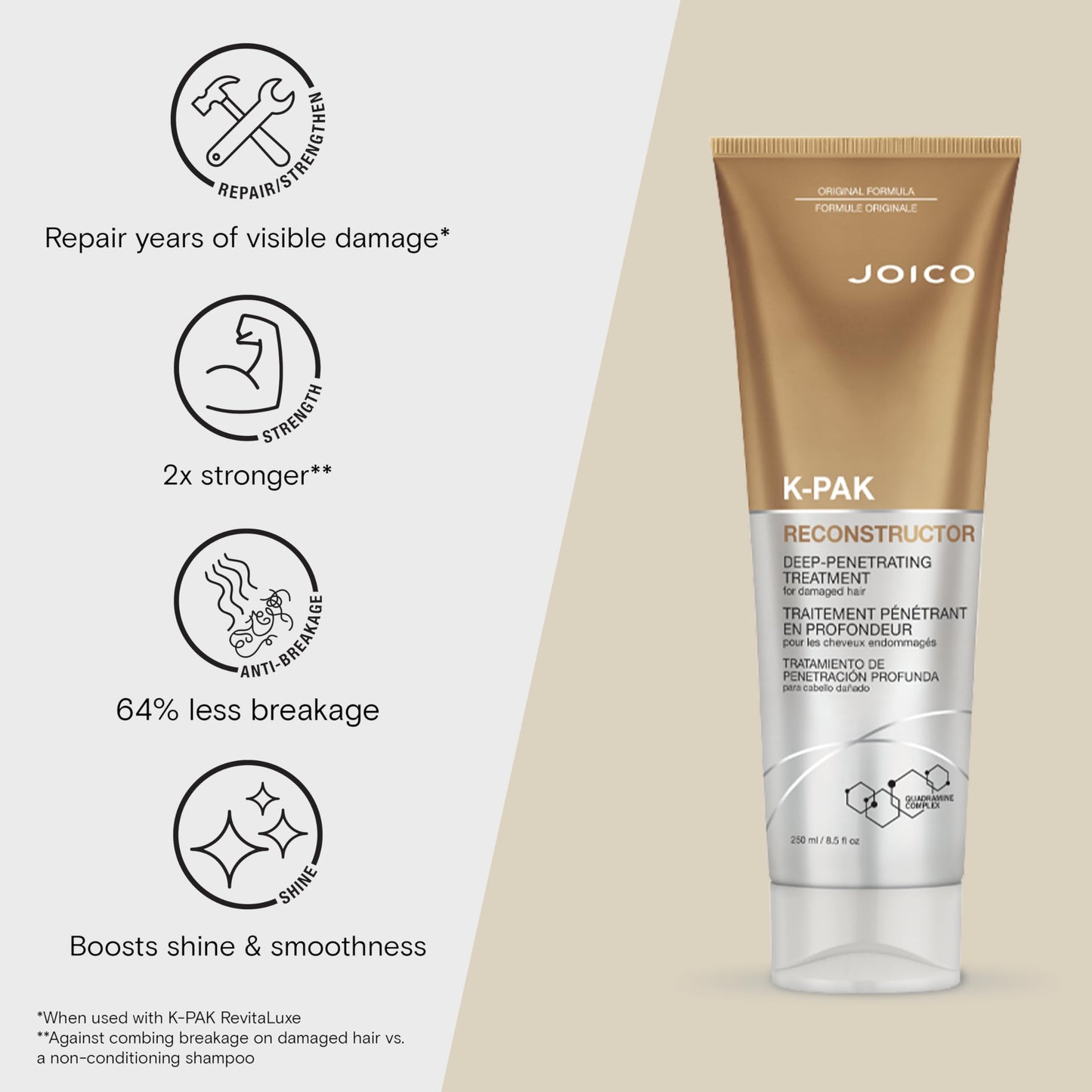 Lavender Joico K-PAK Reconstructor Deep-Penetrating Treatment | For Damaged Hair | Repair & Strengthen Strands | Rebuild & Fortify Damaged Hair | Improve Elasticity | With Keratin & Arginine | 8.5 Fl Oz