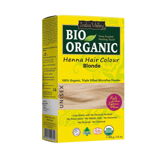 Gold Indus Valley Bio Organic Natural Henna Hair Color For Women Blonde 100gm| 100% Gray Hair Coverage And Long Lasting Hair Dye | Vegan and Cruelty-Free I Herbal Hair Color for All Hair Types
