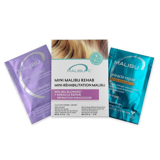 White Smoke Malibu C Mini Rehab Malibu Blondes - Contains 2 Hair Remedy Packets - Vitamin Complex Hair Remedy to Restore Hair Vibrancy - Hair Care for Natural & Processed Blondes