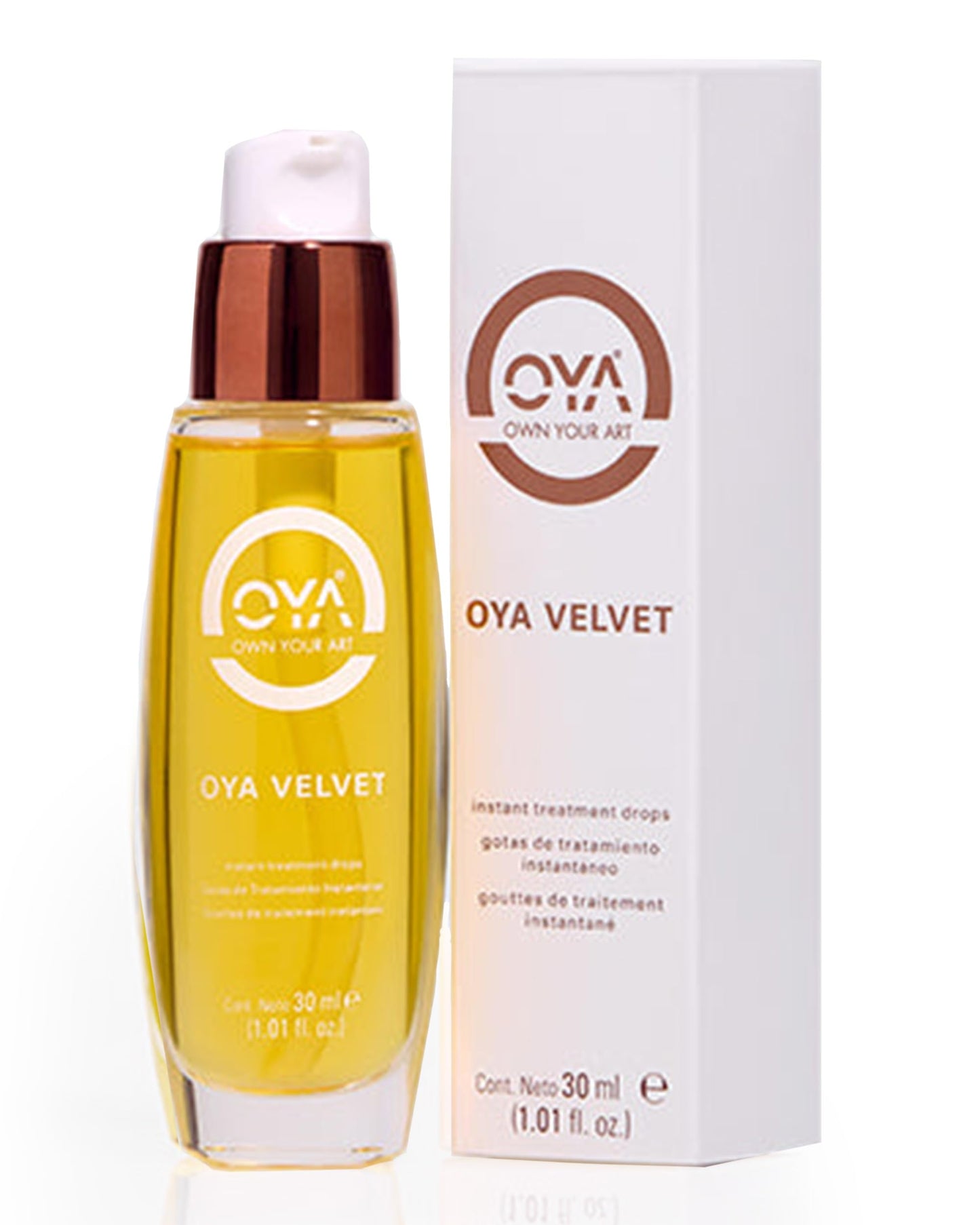 Light Gray OYA Velvet Instant Drops - Lightweight Frizz Control Hair Serum with Sunflower Oil & Vitamin E - Smooths and Conditions for Sleek, Glossy Hair - and Finishing Lightweight Formula Pre-Styling - 30 ml