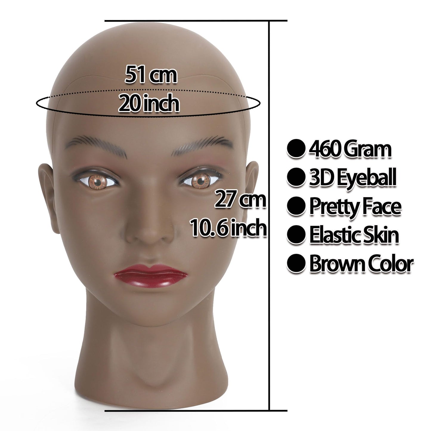 White Smoke TKIMHEQ Bald Female Mannequin Head Makeup Training Head Wig Head Professional Cosmetology for Wig Making and Display Hat Helmet Glasses Display Head Model with Free Clamp Stand