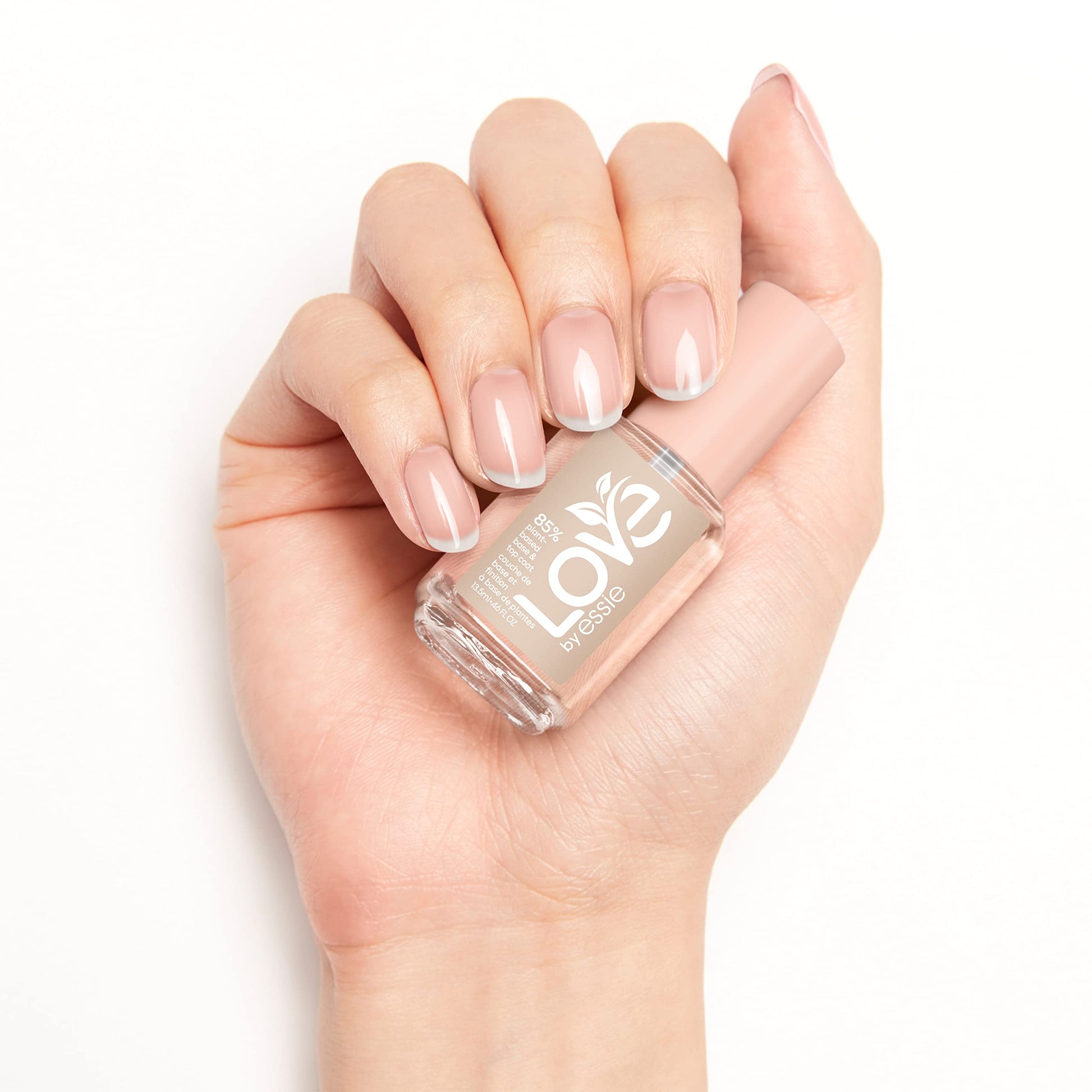 White Smoke LOVE by essie Nail Care, 85% Plant-based, Salon-Quality, Base and Top Coat, 0.46 Fl Oz