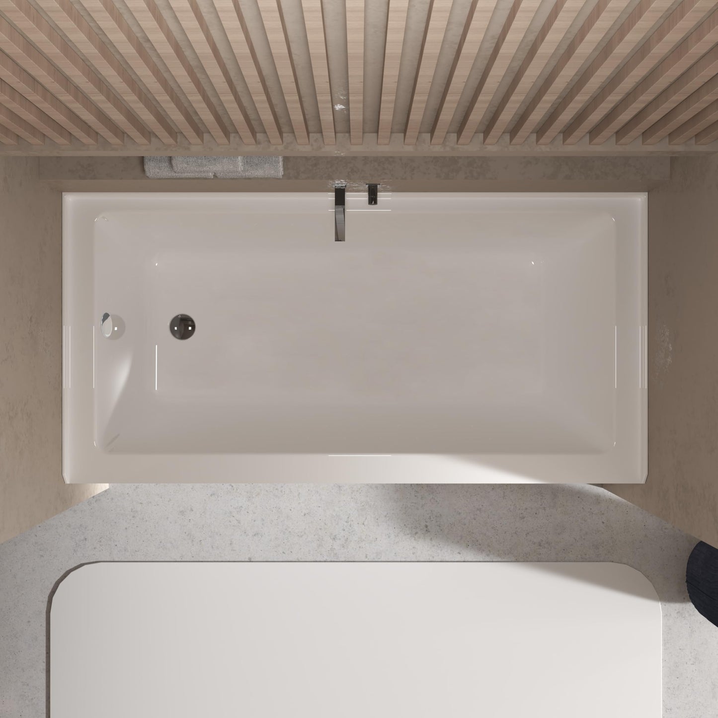 Dark Gray Garvee 60 x 32 Inch Acrylic Alcove Bathtub, Deep Soaking Tub with Drain and Overflow, Single Apron Alcove for Modern Bathrooms
