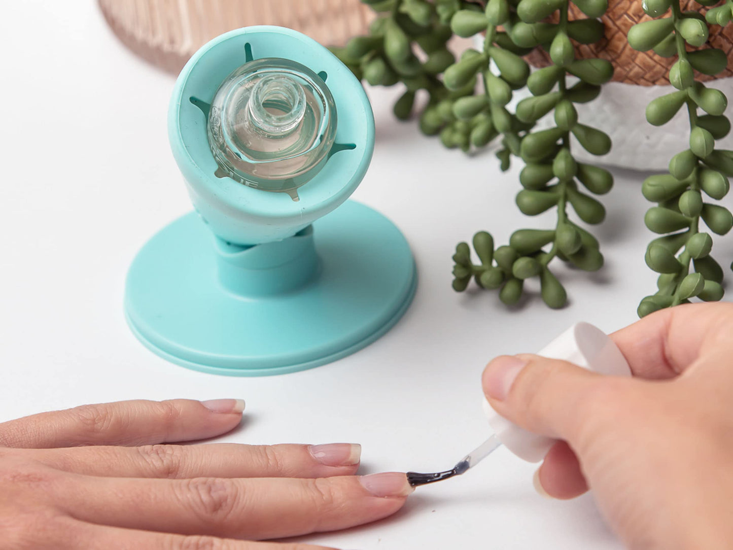 White Smoke tweexy Hinge Untippable Nail Polish Bottle Holder | Anti-Spill Nail Polish Holder Stand, Tilted, IntelliStick Airlock Suction | Fingernail Painting, Nail Art Tools | Nail Polish Accessories (Zen Green)