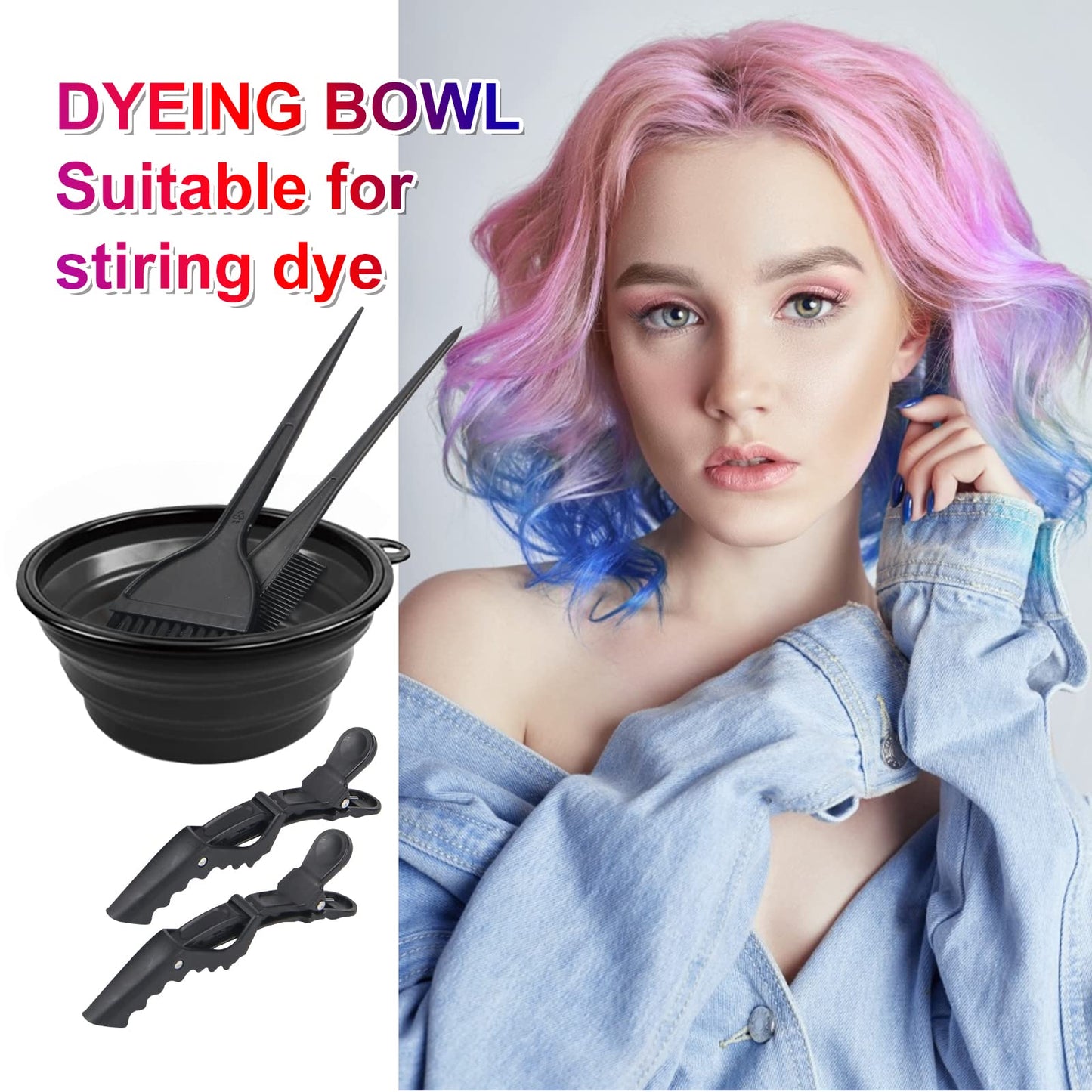 White Smoke Yexixsr 5Pcs Professional Salon Hair Coloring Dyeing Kit, Hair Bleach Dit Hair Coloring Products with Hair Dye Brush, Hair Color Bowl, Hair Clips