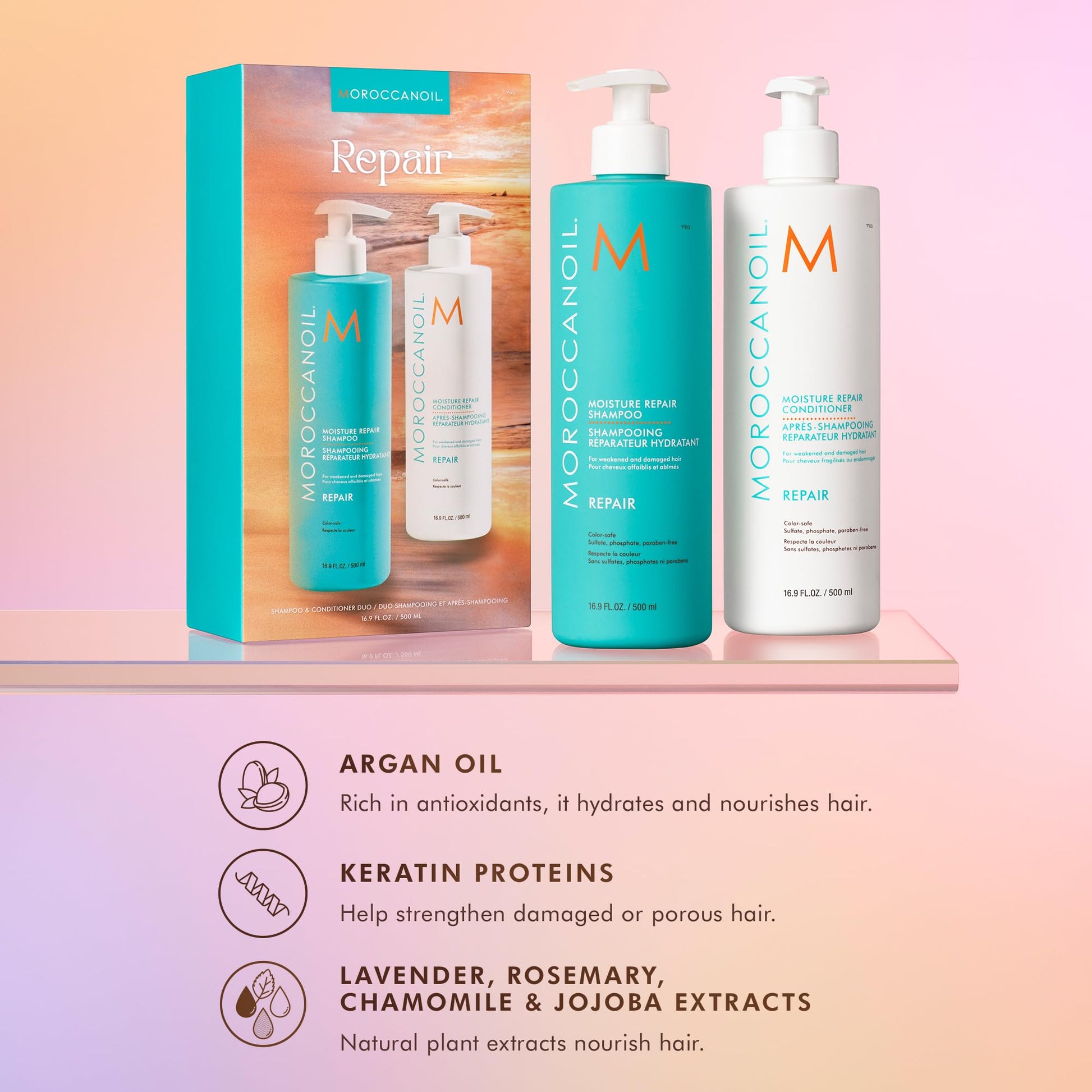Misty Rose Moroccanoil Moisture Repair Shampoo & Conditioner Half-Liter Set