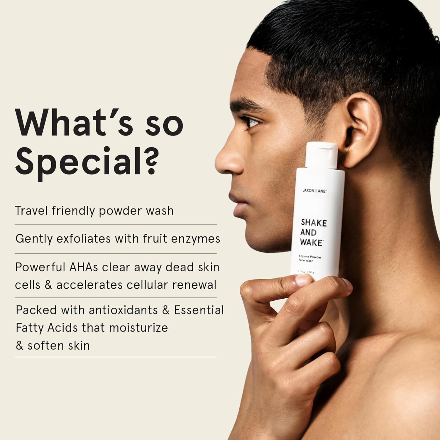 Antique White Enzyme Powder Face Wash for Men | SHAKE AND WAKE Exfoliating Powder Cleanser, Anti Aging Pineapple & Papaya Enzyme Cleanser & Microfoliant with Vitamin C & E, Niacinamide & AHAs for a Deep Pore Clean