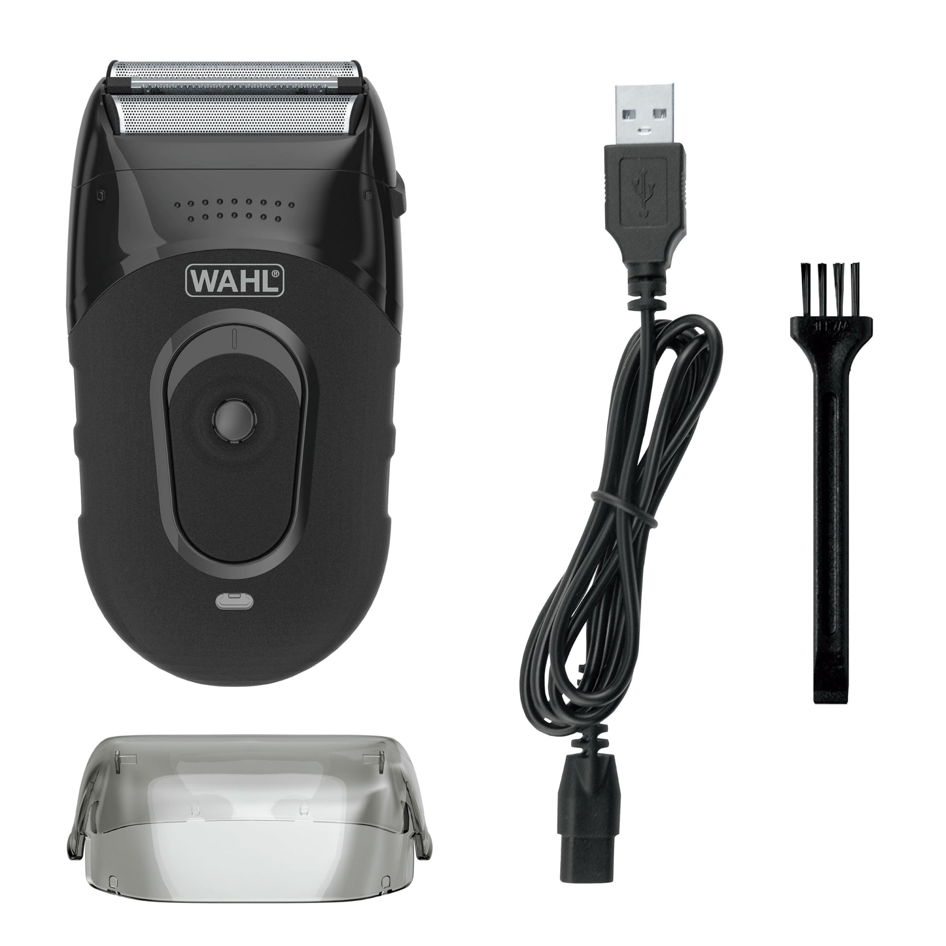 White Smoke Wahl Compact Rechargeable Lithium Ion Shaver Kit with Hygienic Rinseable Foils & Cutter Bar with Dual Flexible Foils That Move with The Contours of Your Face - 7065