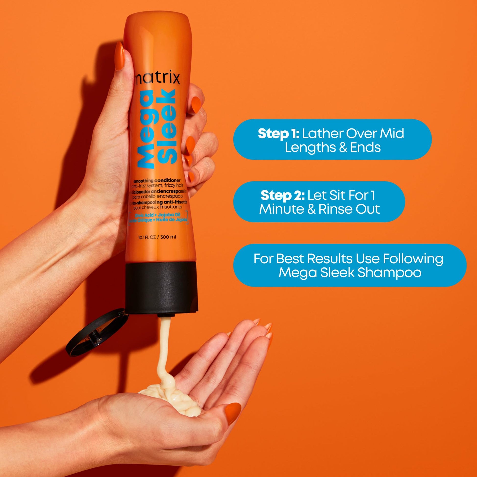 Tomato Matrix Mega Sleek Anti-Frizz Conditioner - 96H Frizz Control, 12x Smoother Hair, and Lasting Hydration, 10.1 Fl Oz