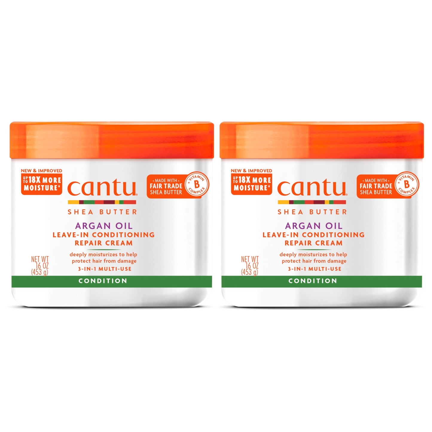 White Smoke Cantu Leave-In Conditioning Repair Cream with Argan Oil, 16 oz (Pack of 2)