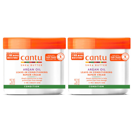 White Smoke Cantu Leave-In Conditioning Repair Cream with Argan Oil, 16 oz (Pack of 2)