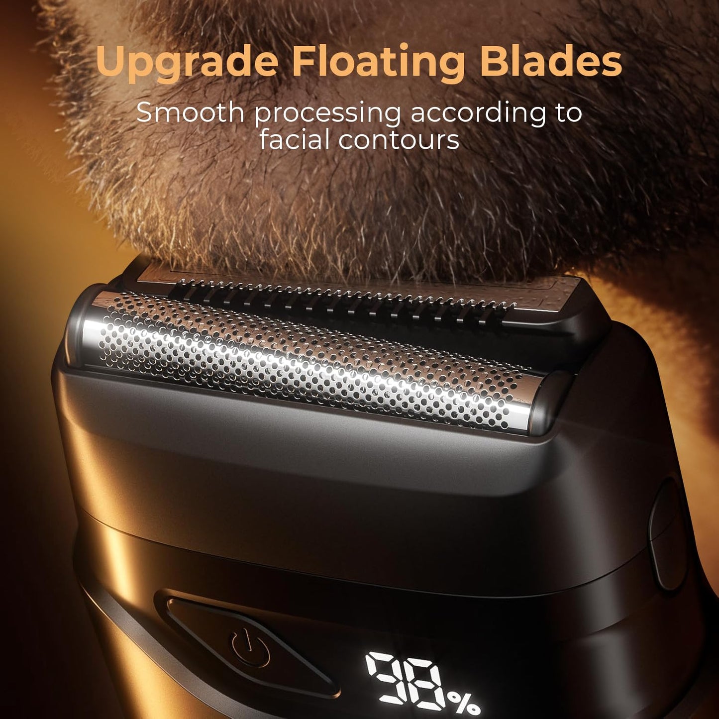Black Mbzoey Electric Foil Shavers for Men: Mini Electric Razor for Face - IPX7 Waterproof Cordless Razor with LED Display & Fast Charge - Micro-Comb Technology & Precision Blades