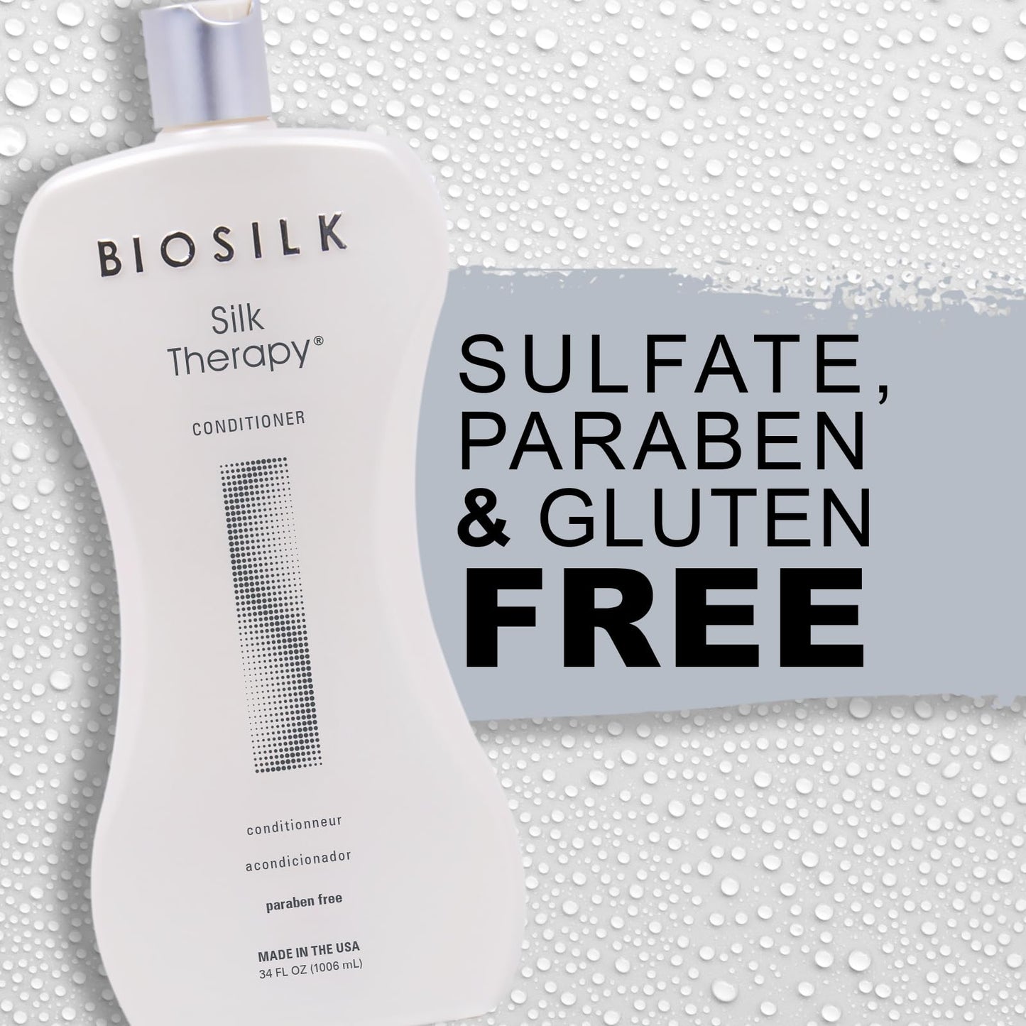 Light Gray BioSilk Silk Therapy Conditioner, Moisturizes & Conditions Hair for Incredible Shine, Detangles & Provides Heat Protection, Sulfate-Free, Paraben-Free, Cruelty-Free, 34 Oz