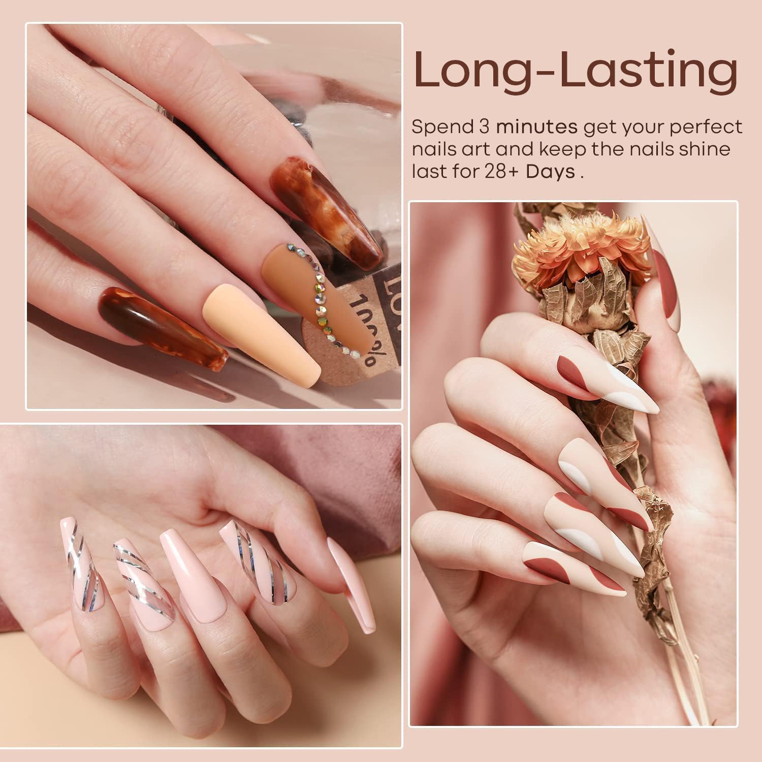 Wheat modelones Gel Nail Polish Kit -6 Colors Nude Pink Milky White Gel Polish Set Skin Tones Neutral Brown Soak Off Gel Nail Kit Manicure DIY Nail Art Salon Home Gift
