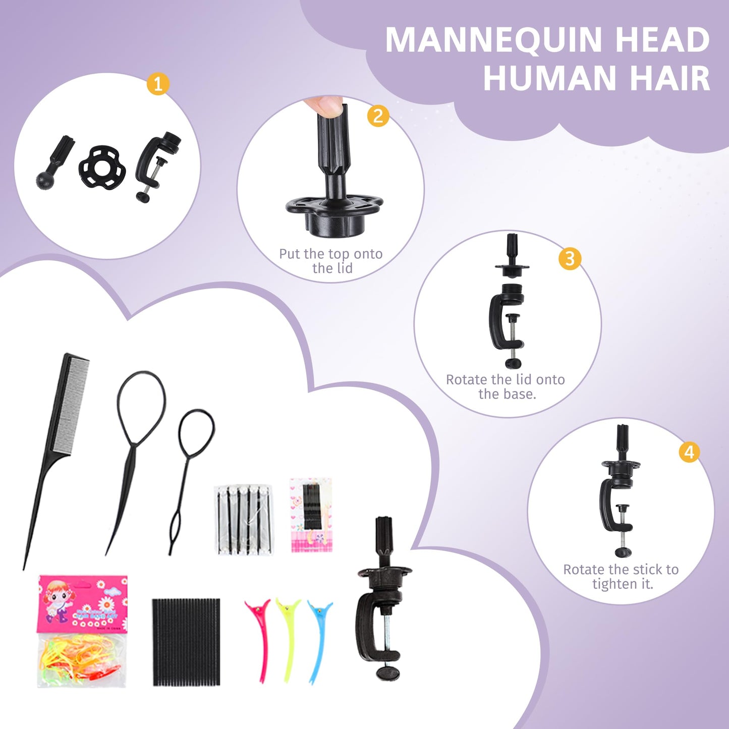 White Smoke Mannequin Head Human Hair 80% Real Hair Cosmetology Mannequin Head for Braiding Styling Cutting 26-28” Doll Head with Clamp Tools (Blonde)