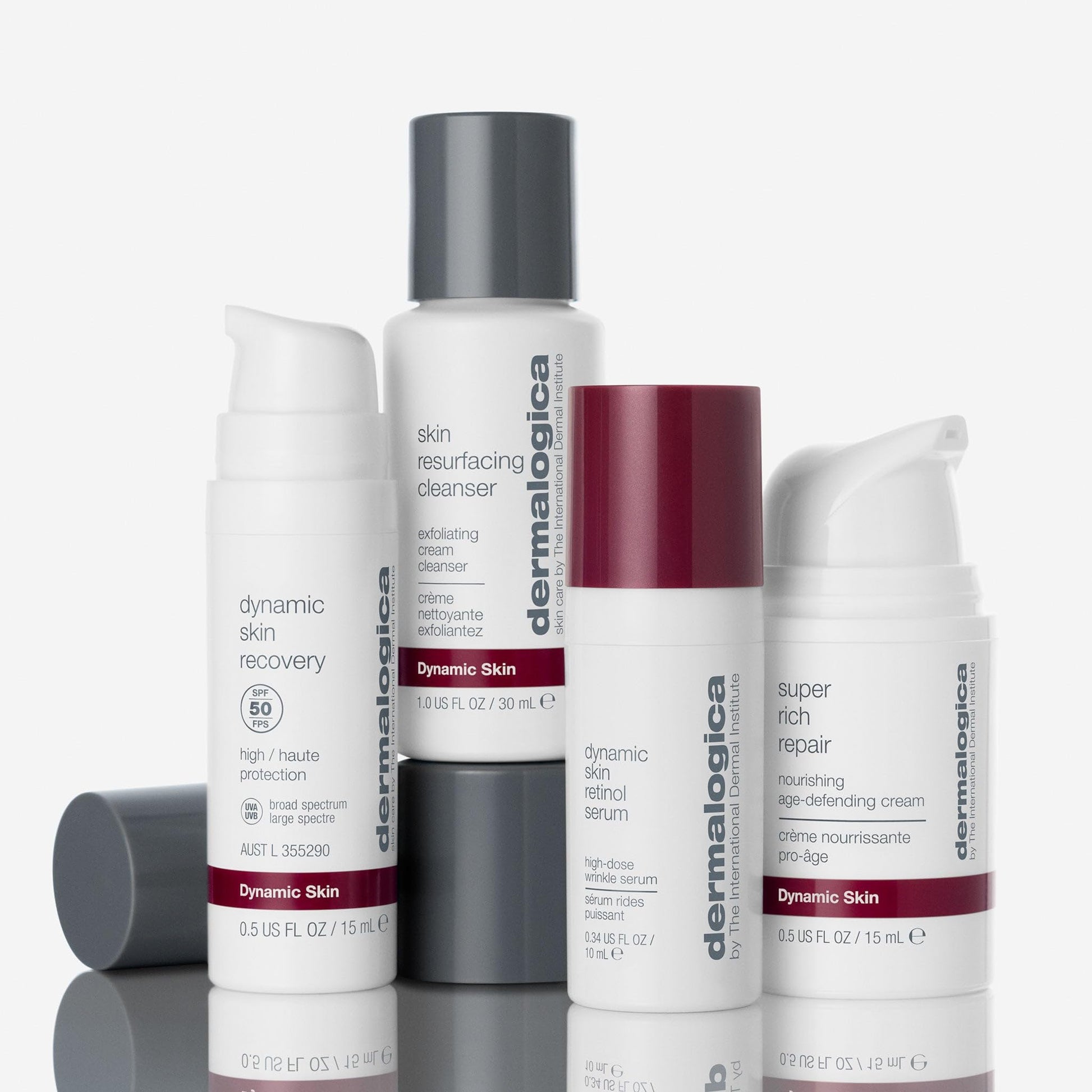 White Smoke Dermalogica Skin Aging Solutions Kit, Anti Aging Skincare Set - Includes: Face Cleanser, Serum, Moisturizer with SPF, and Cream, Travel Size