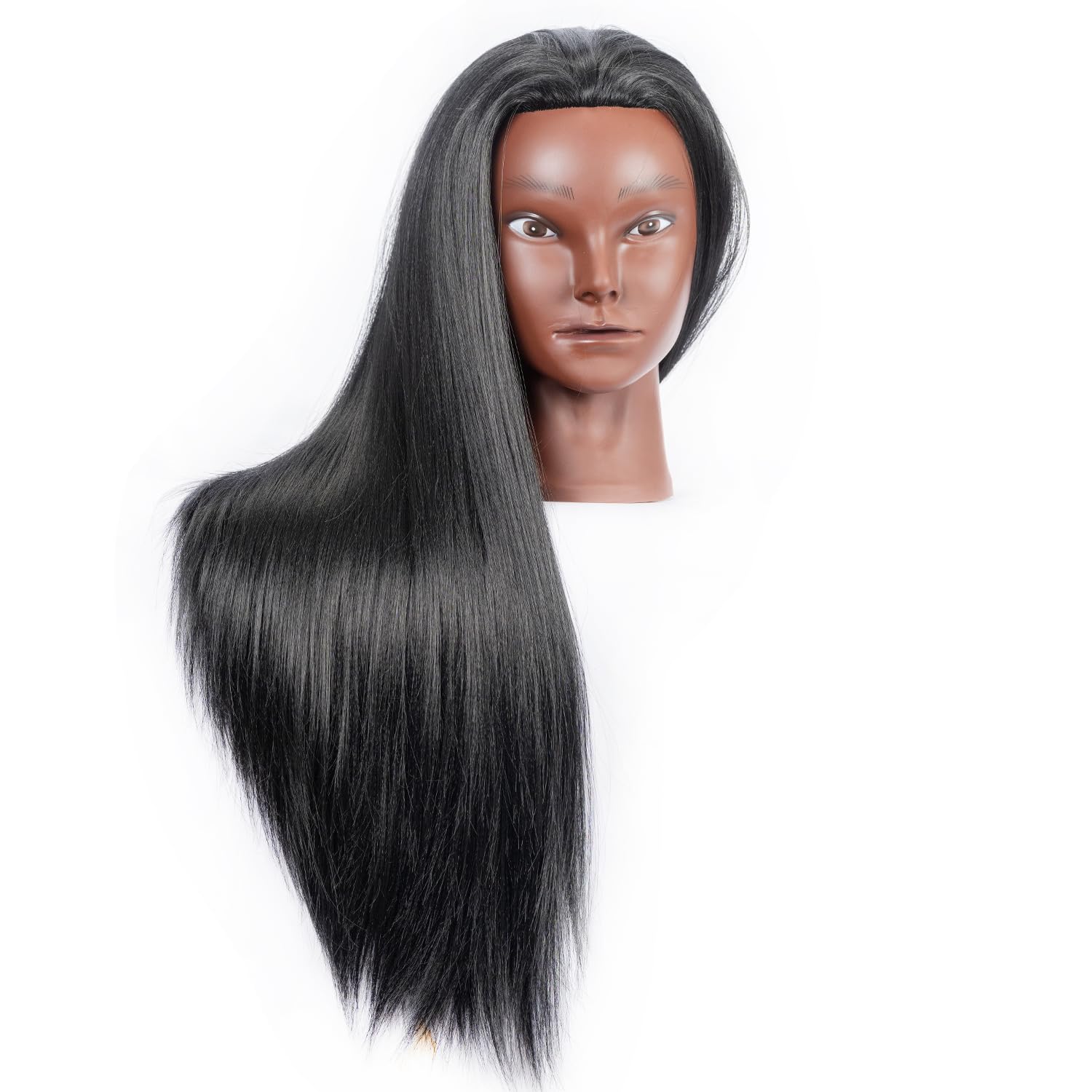 White Smoke LJSMJF Mannequin Head with Hair, Doll Head for Hair Styling Training Head Manikin Practice Cosmetology Doll Head Styling Hairdressing Training Braiding Heads with Clamp Holder (black)